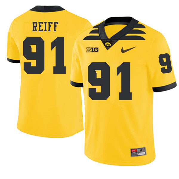 2019 Men #91 Brady Reiff Iowa Hawkeyes College Football Alternate Jerseys Sale-Gold